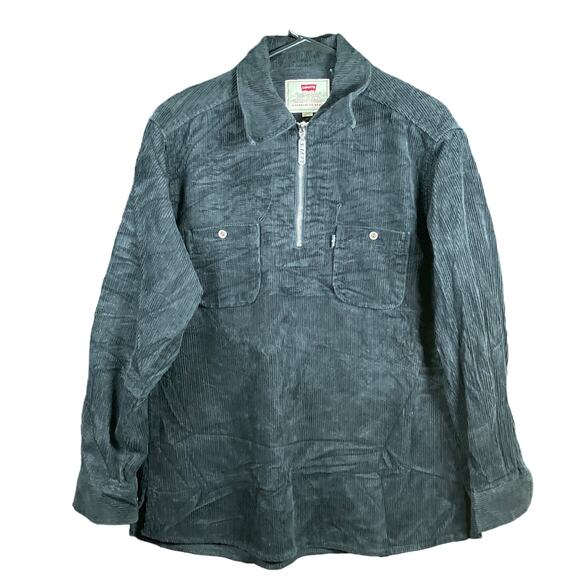 Levis Womens Jacket Black Corduroy Pull Over 1/4 Zip Collared Long Sleeve M - Picture 1 of 11